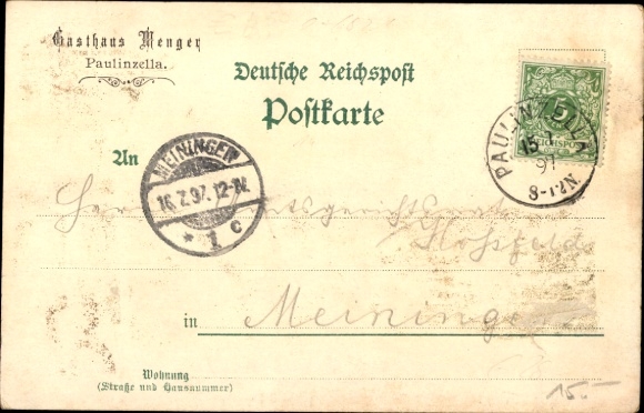 Chromo-Litho Paulinzella Königsee Rottenbach Thuringia, monastery ruins, Menger Inn
