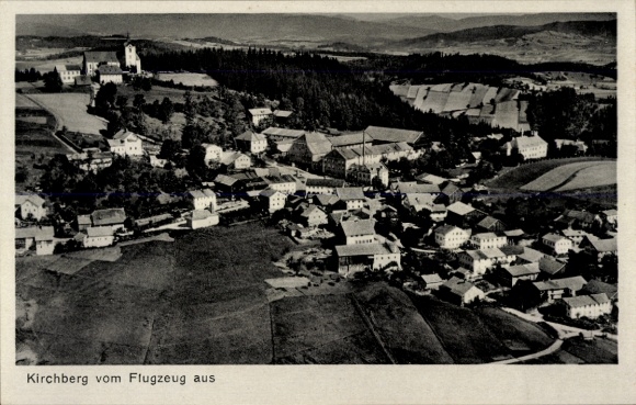 Postcard Kirchberg in Sachsen, aerial photograph