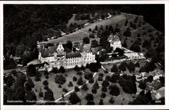 Postcard Badenweiler in the Black Forest, aerial photograph of the Friedrich-Hilda recovery helmet, park landscape, B