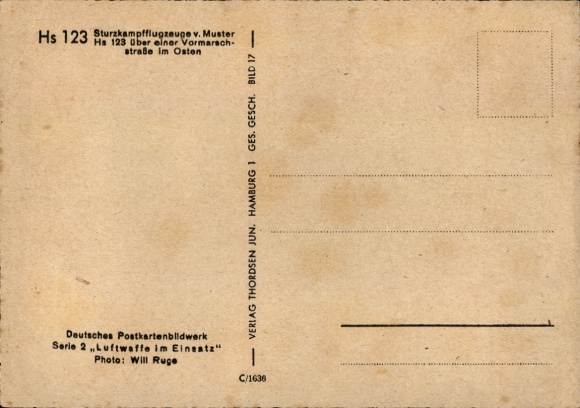 Postcard He 123 dive bombers over an advance route in the east