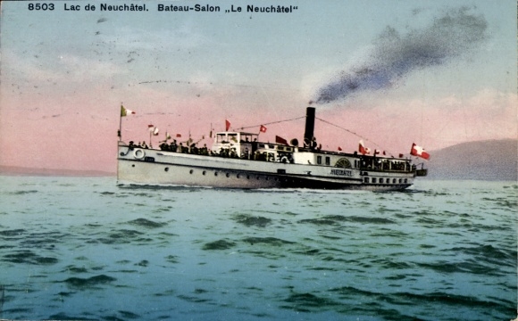 Jezioro KP Neuchâtel, Lac de Neuchâtel, parowiec typu sedan Le Neuchâtel, Bateau Salon