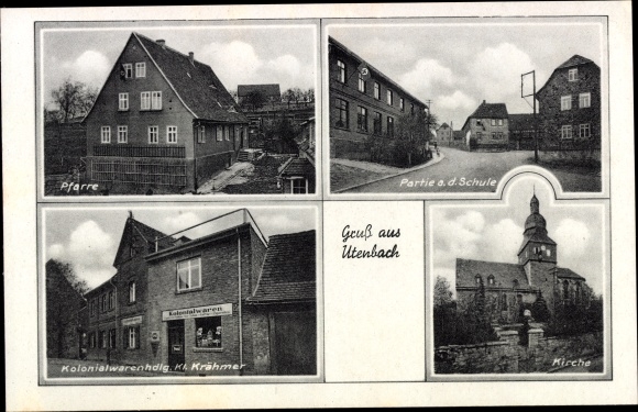 PC Utenbach Apolda in the Weimarer Land Thuringia, parish, party at the school, colonial goods Krähmer
