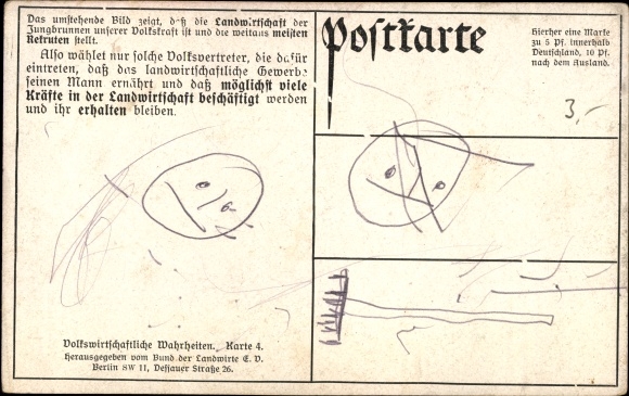 Postcard Ratio of recruits suitable for the military in the big city and in the countryside, Berlin