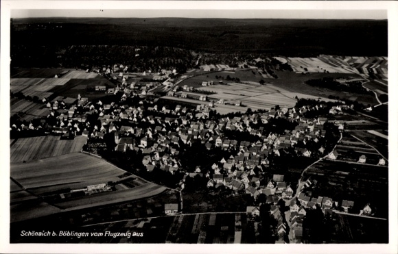 Ak Schönaich in Württemberg, Luftaufnahme von  Häuserlandschaft, Felder, Echte Photographie
