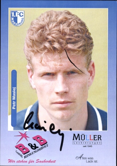 Autogrammkarte Fußballer Petr Maslej, 1. FC Magdeburg, Autogramm