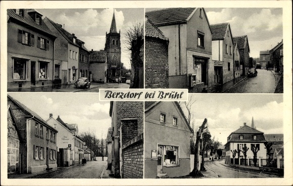 Ansichtkaart Berzdorf Wesseling am Rhein, straatdelen, bedrijf
