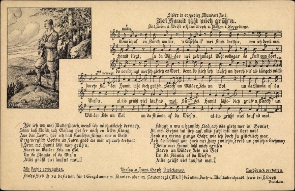 Song Postcard Soph, Hans, Erzgebirge dialect 1, Mei Hamit greets me