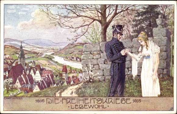 Artist Postcard Kutzer, E., The Wars of Liberation 1815, Farewell, Farewell