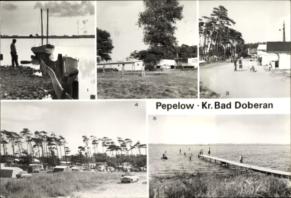 Postcard Pepelow Am Salzhaff, campsite, volleyball court, beach, sea