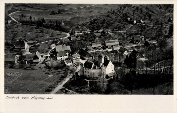 Postcard Laubach in Hesse, aerial photograph.
