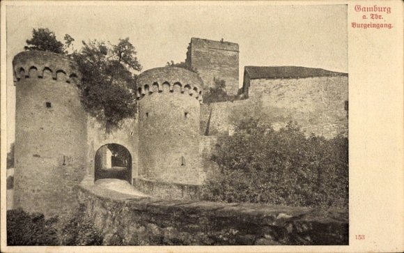 Postcard Gamburg Werbach an der Tauber, castle entrance