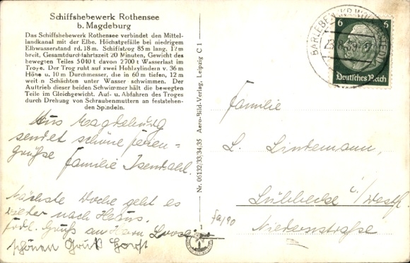 Postcard Rothensee Magdeburg on the Elbe, boat lift, trough, hollow cylinder, float