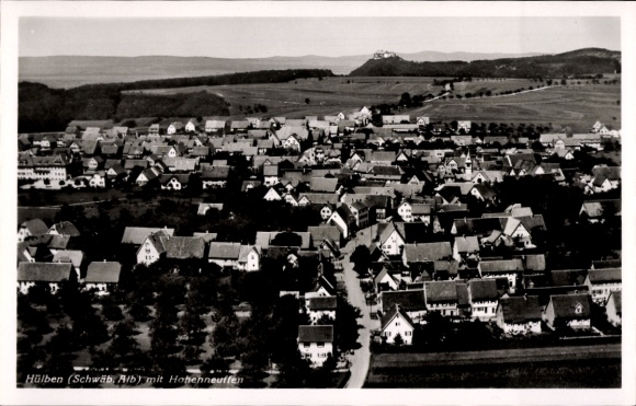 Ak Hülben in der Schwäbischen Alb, Fliegeraufnahme, Hohenneuffen