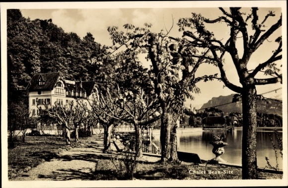 Ak Schweiz, Chalet Beau-Site am Seeufer