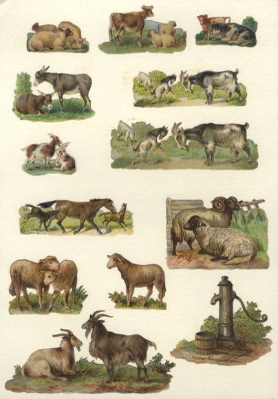 13 wafers goats, donkeys, horses, sheep, each approx. 5.5 x 8 cm to 3 x 4.5 cm