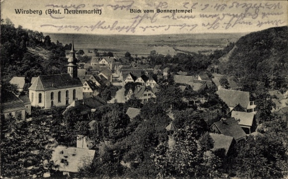 Postcard Wirsberg in the Fichtelgebirge, general view, view from the Sun Temple