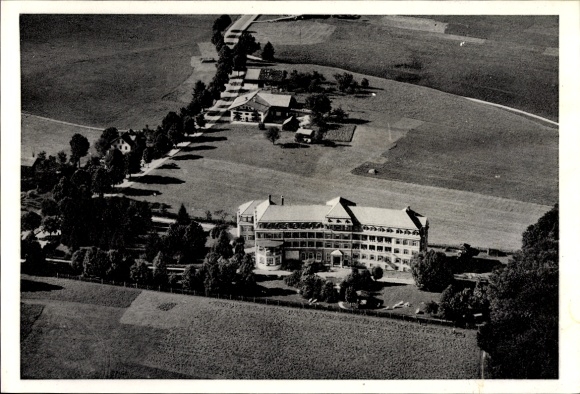 Postcard Traunstein Upper Bavaria, aerial photograph, Municipal Hospital, prince Ludwigheim