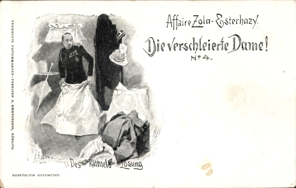 Artist Postcard The Veiled Lady, Affair Zola Esterhazy, The Solution to the Riddle