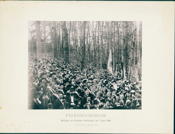 Studentika foto Friedrichsruh Aumühle, eerbetoon aan de Duitse universiteiten in 1895