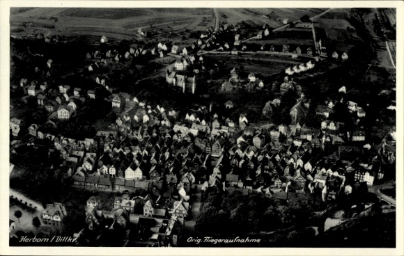 Postcard Herborn in Hesse, aerial photograph