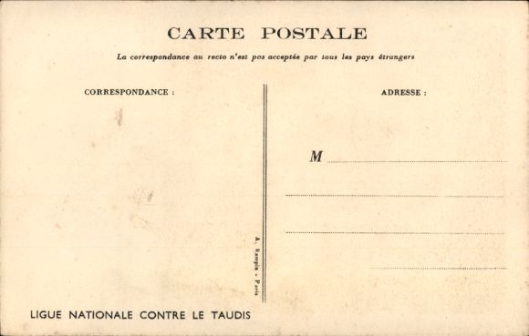 Artist Postcard Poulbot, Franciscque, You're afraid of spiders, Ligue Nationale against the Taudis