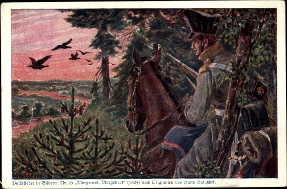 Artist PC Baluschek, H., Morgenrot, Morgenrot, folk song no. 16, colonial warrior donation, German soldier