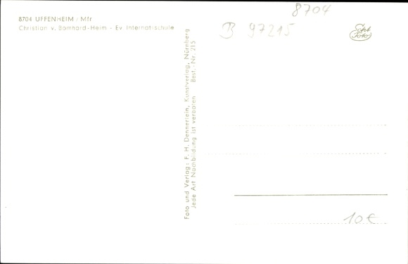 Postcard Uffenheim in Middle Franconia, Christian von Bomhard Heim, Evangelical boarding school