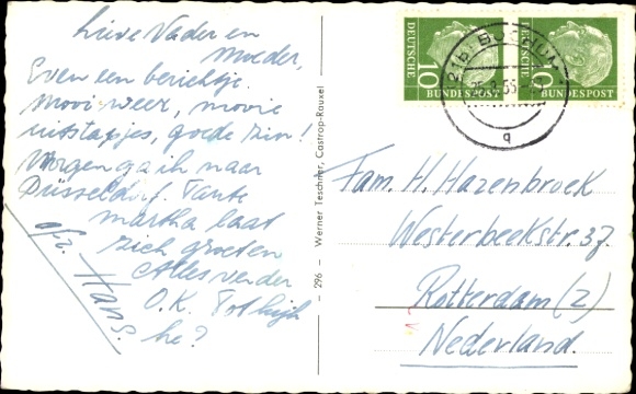 Ak Bochum im Ruhrgebiet, St. Meinolphus-Kirche, doppelter Kirchturm, Bäume