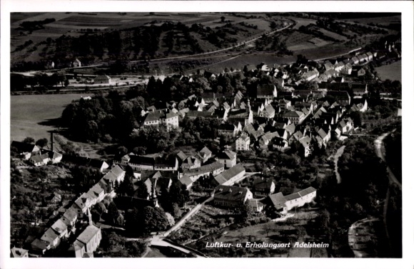 Postcard Adelsheim in Baden, aerial photograph