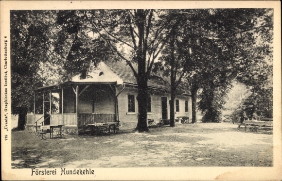 Postcard Berlin Wilmersdorf Grunewald, Hundekehle, Forestry Office