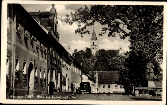 Ak Pleystein in der Oberpfalz Bayern, Blick zur Kreuzbergkirche
