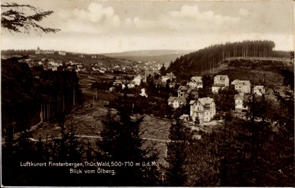 Postcard Finsterbergen Friedrichroda in the Thuringian Forest, climatic health resort Thür Wald, view from the Ölberg