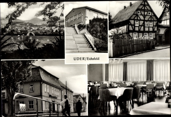 Postcard Uder in Eichsfeld Thuringia, FDGB holiday home, old half-timbered house, consumption restaurant