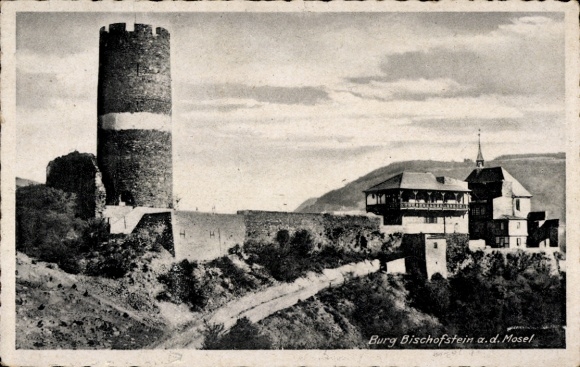 Postcard Lasserg Münstermaifeld on the Moselle, Bischofstein Castle