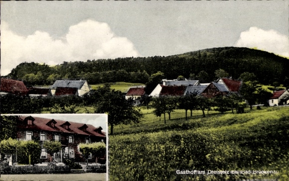 Postcard Bad Brückenau in Sinntal Lower Franconia, Berggasthof Pension am Dreistelz, partial view