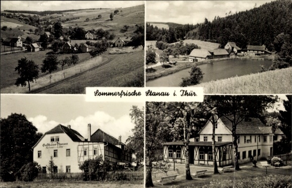 Ak Stanau im Saale Orla Kreis, Gasthaus, Gesamtansicht, Teilansichten
