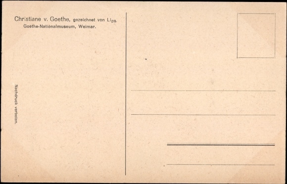 Artist Postcard Lipscombe, G., Christiane von Goethe, Goethe National Museum, Weimar