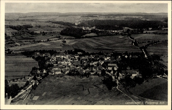 Ak Lendsiedel Kirchberg an der Jagst in Baden Württemberg, Luftaufnahme von  Landschaft, Felder, 