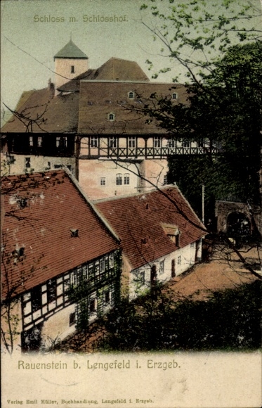 Ak Rauenstein Lengefeld im Erzgebirge Sachsen, Schloss mit Schlosshof