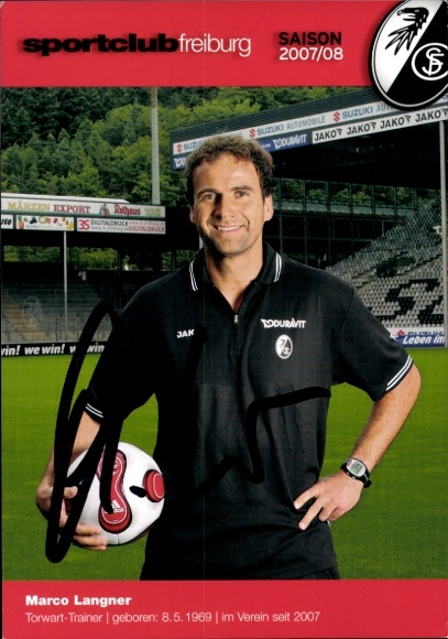 Autogrammkarte Torwarttrainer Marco Langner, SC Freiburg, Autogramm