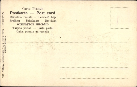 Postcard Green hay horse on the ear, locust