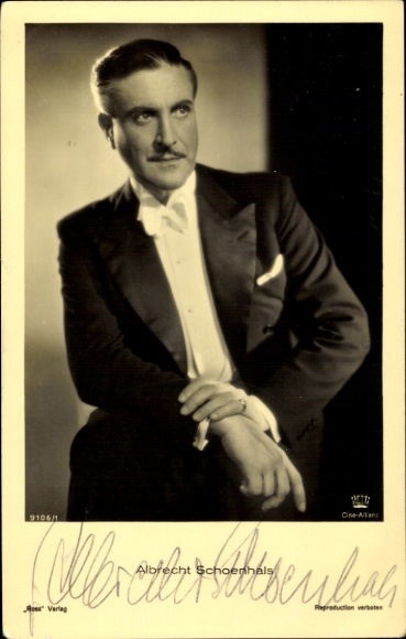 Ak Schauspieler Albrecht Schoenhals, Portrait, Ross Verlag 9106/1, Autogramm