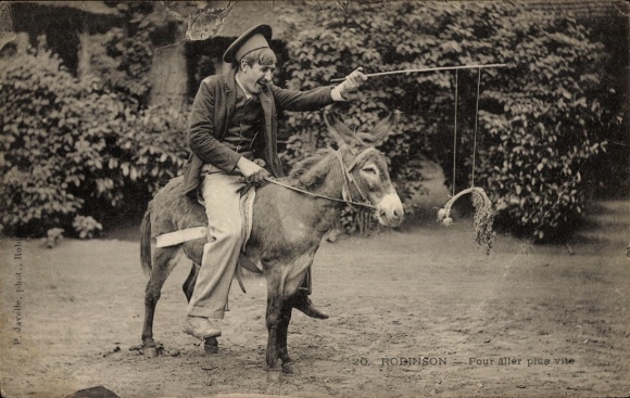 Postcard Robinson Hauts de Seine, rider on a donkey