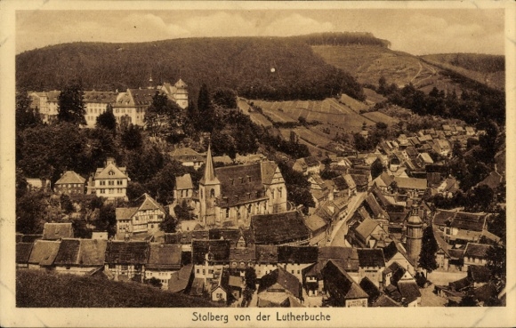 Ak Stolberg im Harz, Gesamtansicht, Blick von der Lutherbuche