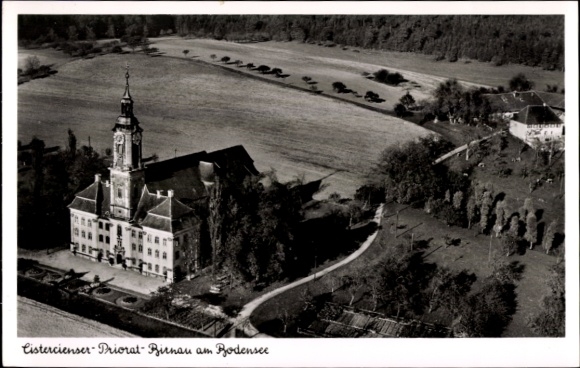 Ak Birnau Uhldingen Mühlhofen am Bodensee, Fliegeraufnahme, Cistercienser-Priorat