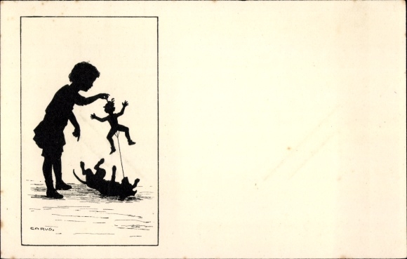 Artist PC Carus, girls, jumping jack, dog, no. 32