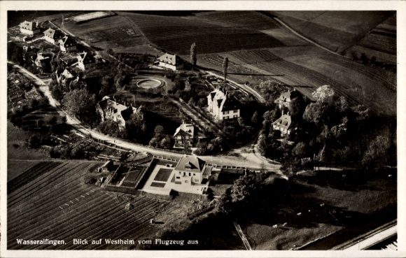 Postcard Wasseralfingen Aalen in the Ostalbkreis Württemberg, Westheim, aerial photograph