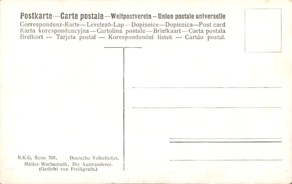 Artist Postcard Müller Wachsmuth, Northwest German Art Publishers, The Emigrants