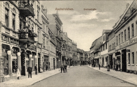 Ak Aschersleben im Salzlandkreis,  Breitestraße, Geschäfte, Gasthof zur Börse