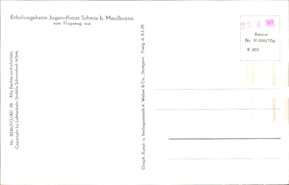 Postcard Schmie Maulbronn in the Enzkreis, aerial photograph